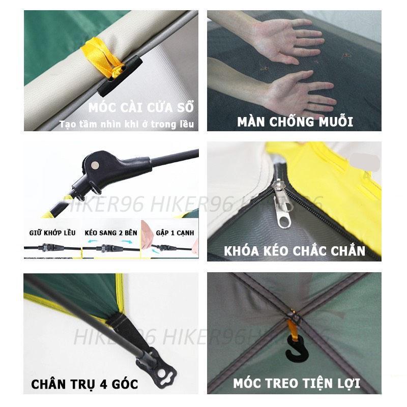 Lều Cắm Trại Du Lịch Dã Ngoại, Lều Phượt Tự Bung 4 đến 6 người 4 cửa Chống Thấm Nước Chống Muỗi Gấp Gọn