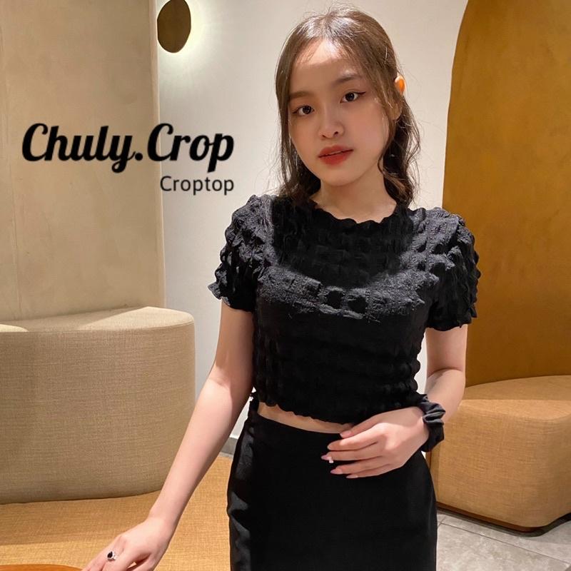 Áo croptop form ôm vải xốp mềm mịn, phong cách tiểu thư sang chảnh