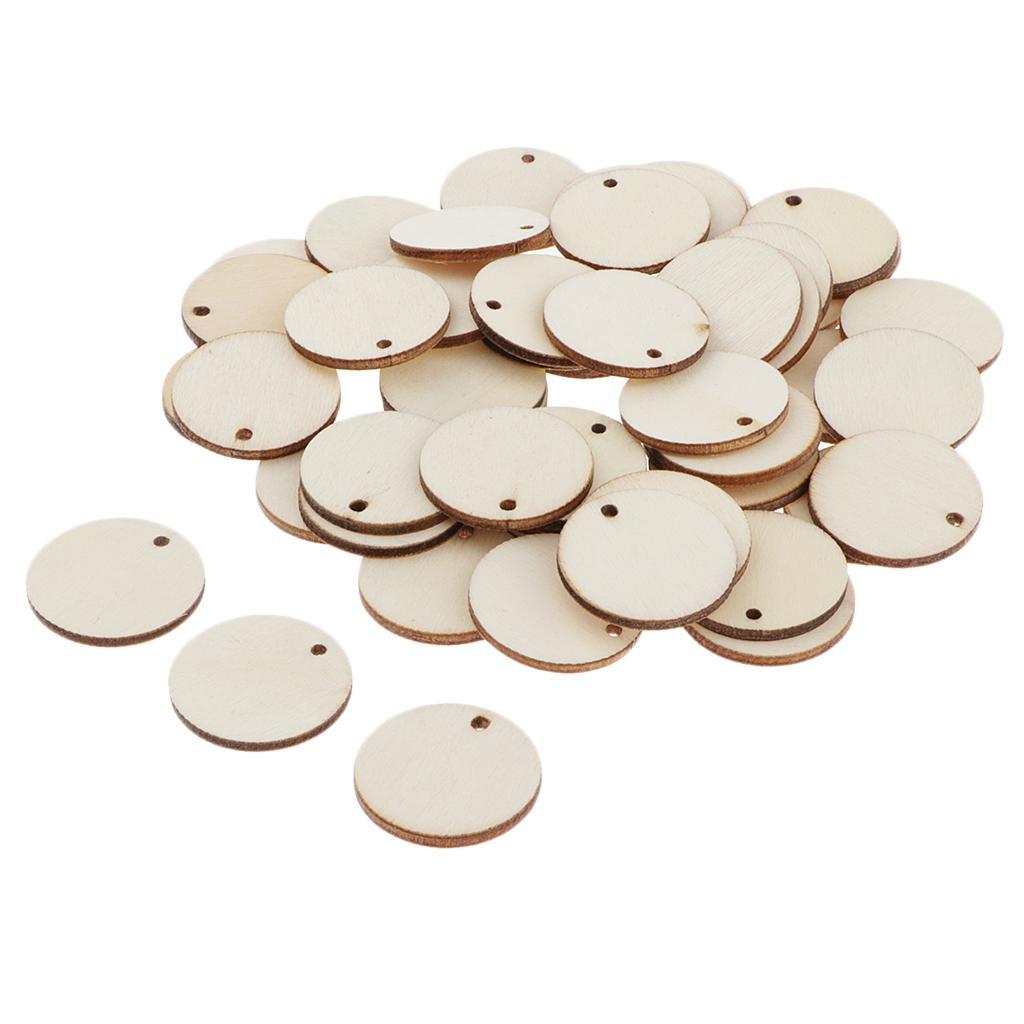 50x Unfinished Round Circle Pieces Plaques with Hole DIY Crafts