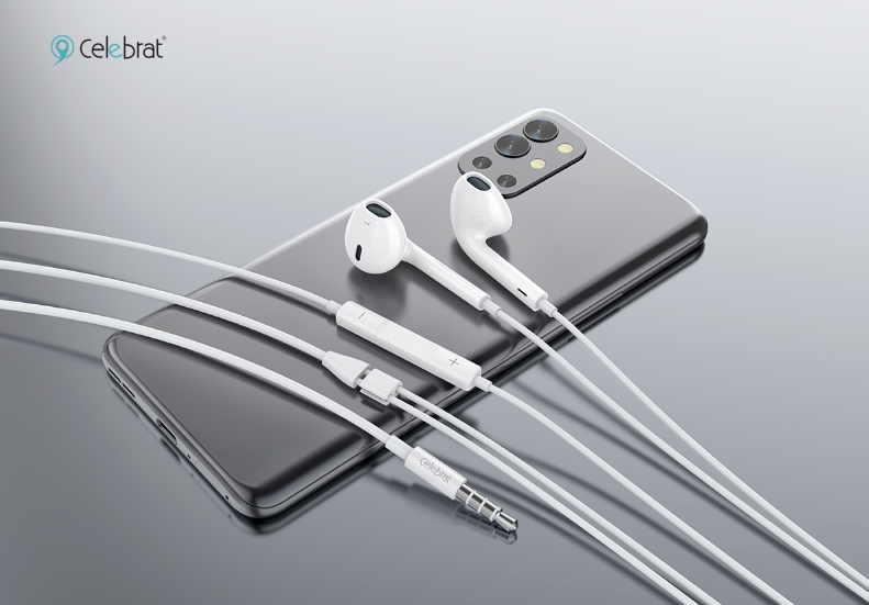 Tai nghe nhét tai có dây cổng 3.5mm (1 jack) Celebrat E200 có mic - Hàng chính hãng