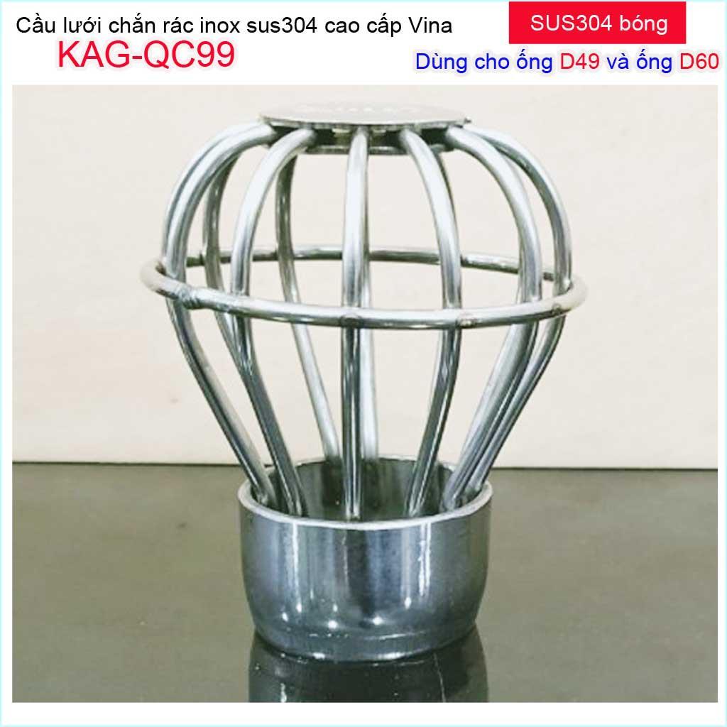 Cầu lưới Inox 304 dày, cầu chặn rác nước mưa D49-D60 KAG-QC99 thoát nước nhanh