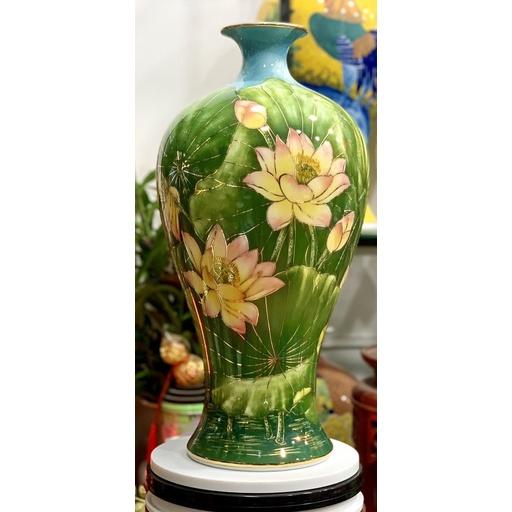 Mai bình tài Lộc H50cm, vẽ vàng kim 3D. Gốm sứ Bát Tràng cao cấp.