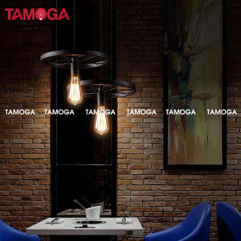 Đèn thả trần bánh xe bộ 3 TAMOGA WAKIXI 7089/3 + Kèm bóng Edison