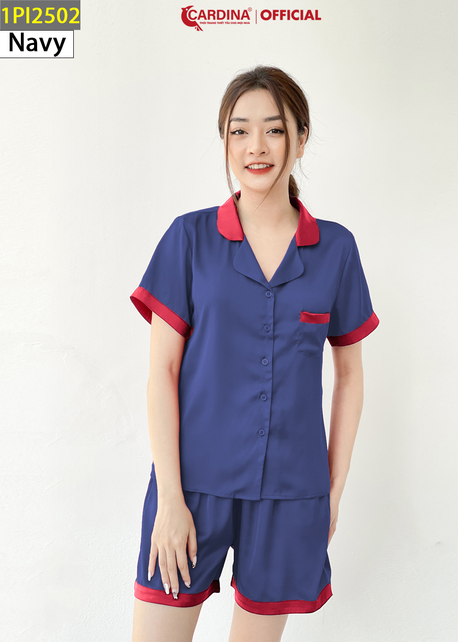 Đồ Bộ Pijama Nữ CARDINA Chất Lụa Satin Nhật Cao Cấp Áo Cộc Tay Quần Đùi 1Pi25