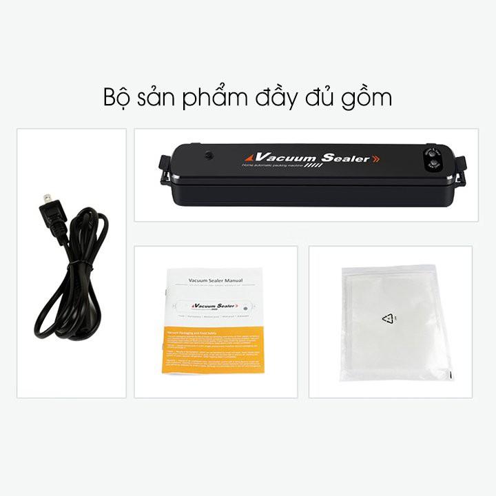 Máy hút chân không thực phẩm Vacuum Sealer kiêm máy hàn miêng túi kèm 10 túi hút chân không