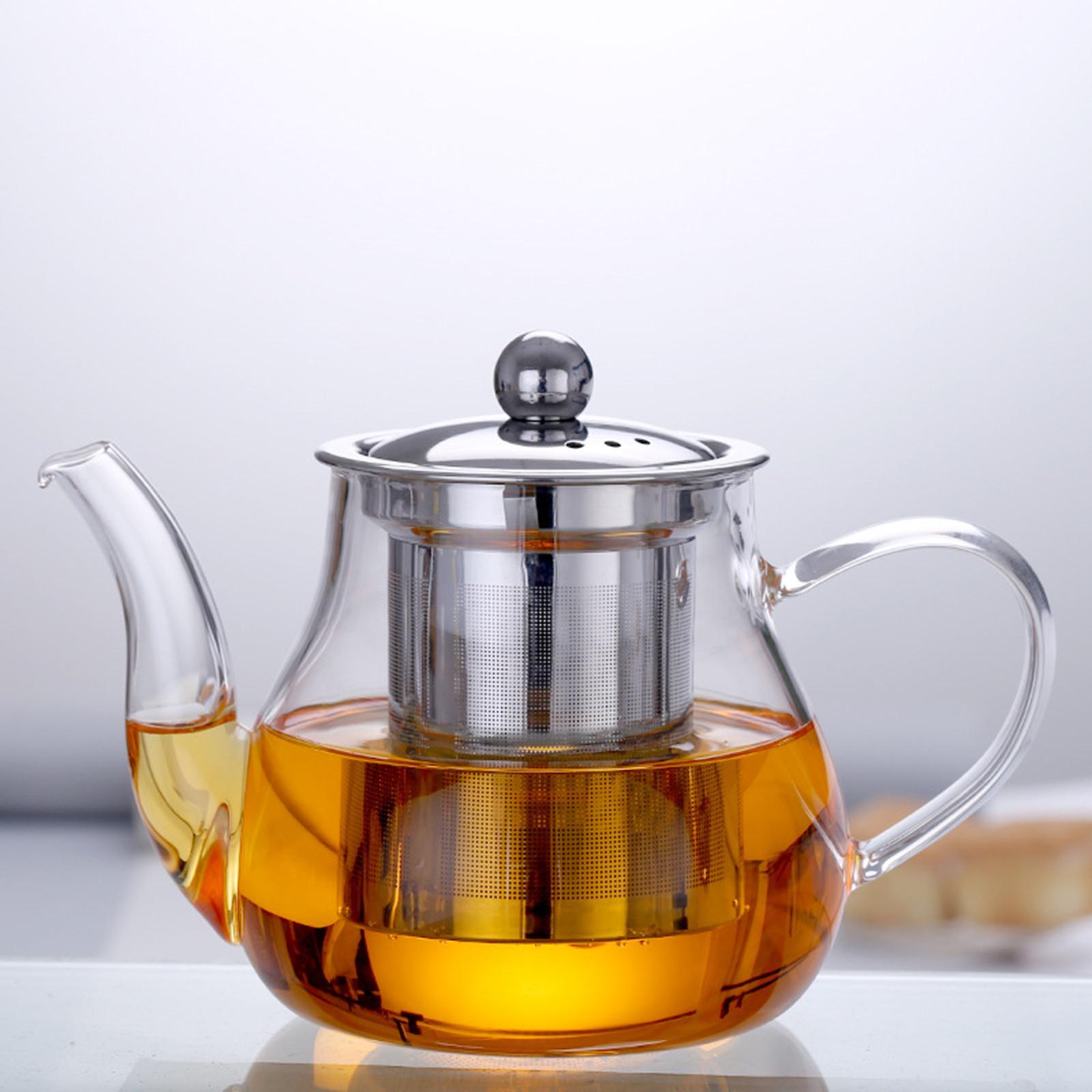 Glass Teapot Blooming Loose Leaf Heatproof with Tea Strainer Tea Pot