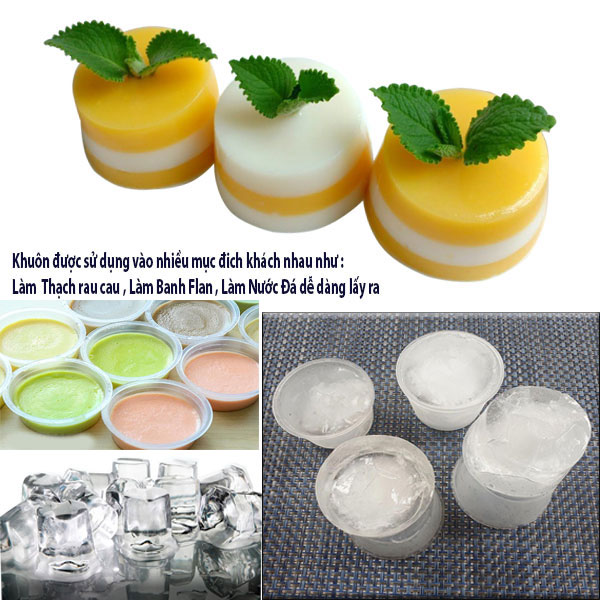 Combo 10 Khuôn Làm Bánh Flan Rau Câu Cupcake Inox 304 ( 7cm )  Nắp Nhựa Khít ( Tặng 20 Khuôn Rau Câu Không Nắp )