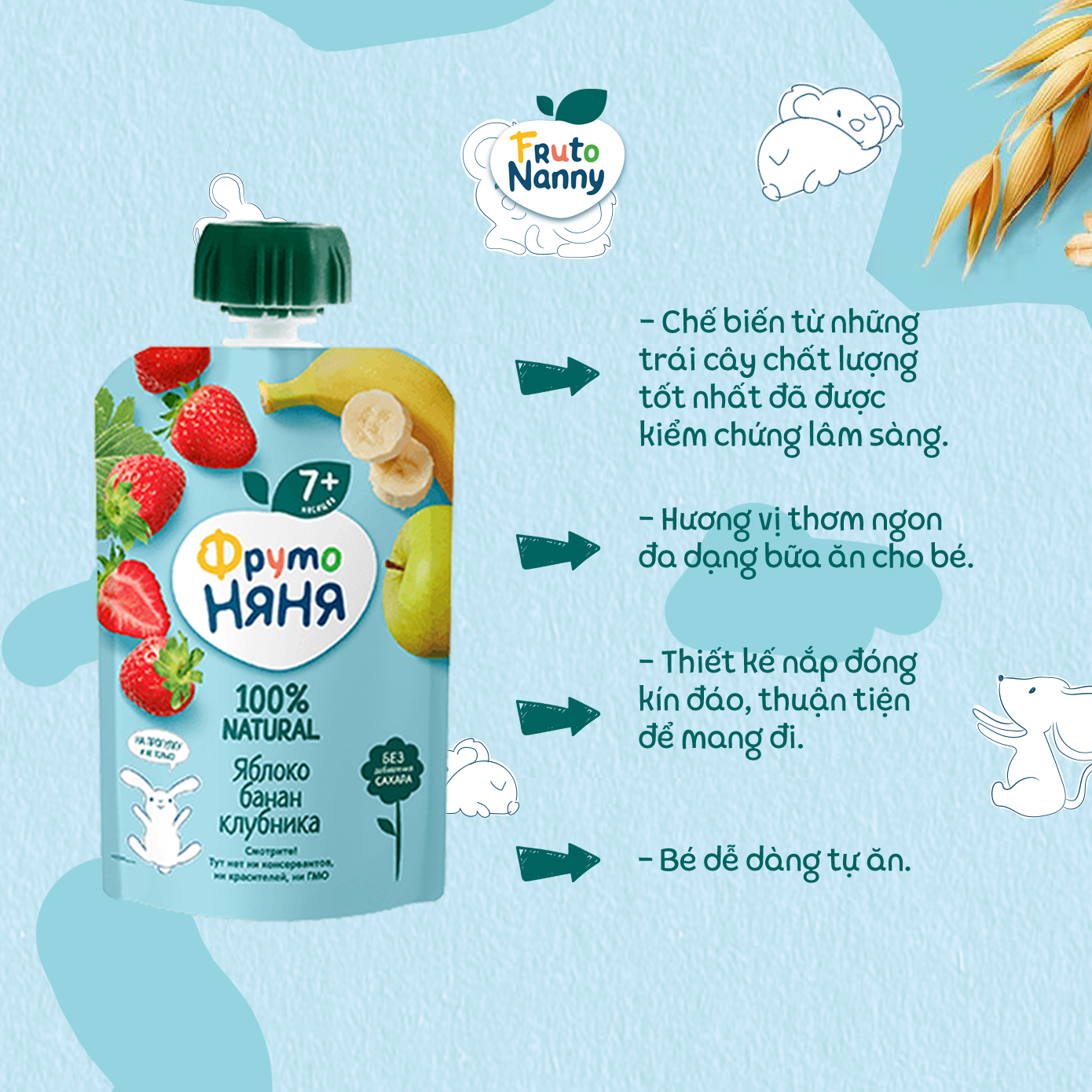Hoa Quả Nghiền FRUTO Nga Organic Bổ Sung Chất Xơ, Vitamin, Không GMO - 90G