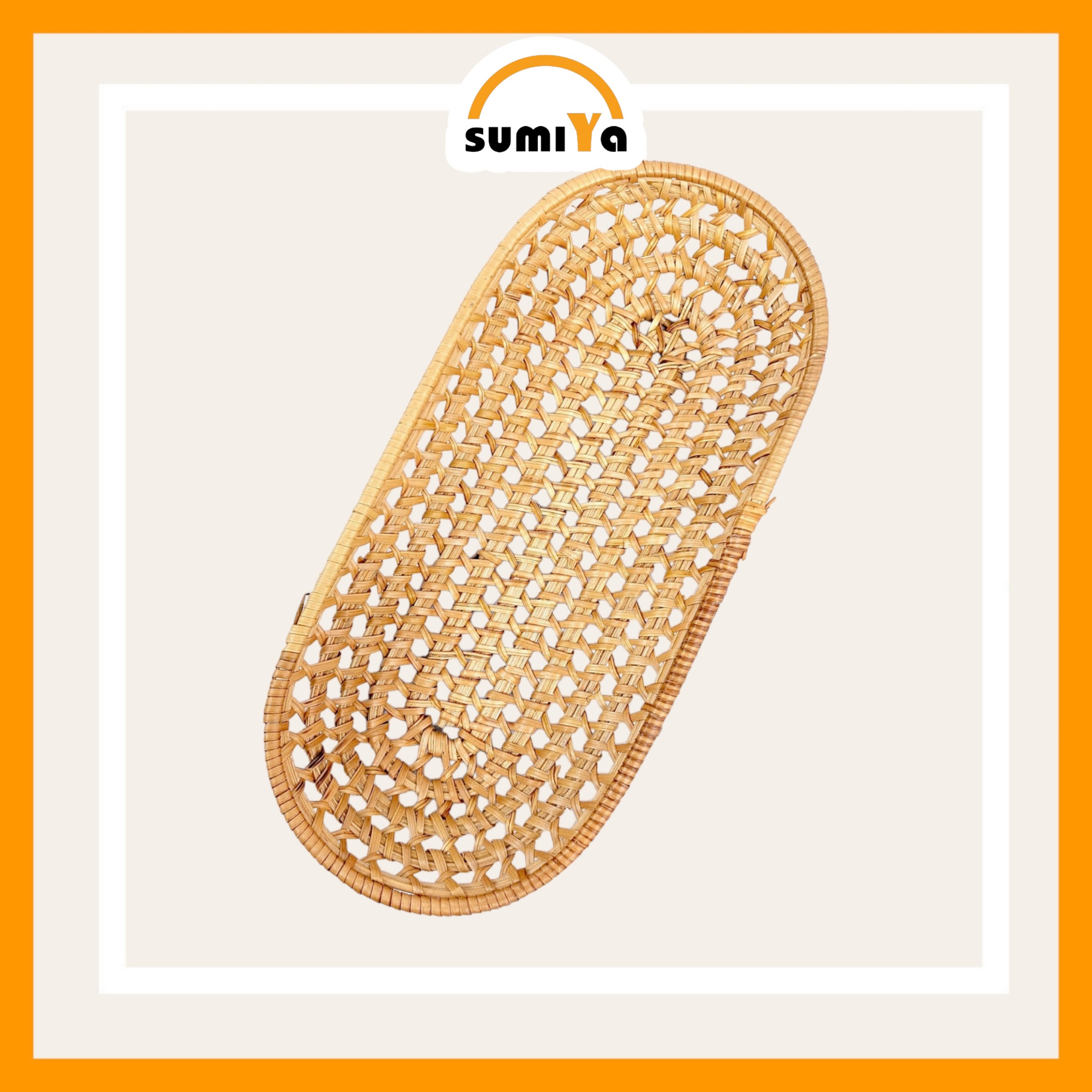 Khay mây xiên oval để bánh mì, khay mây xiên tự nhiên, trang trí