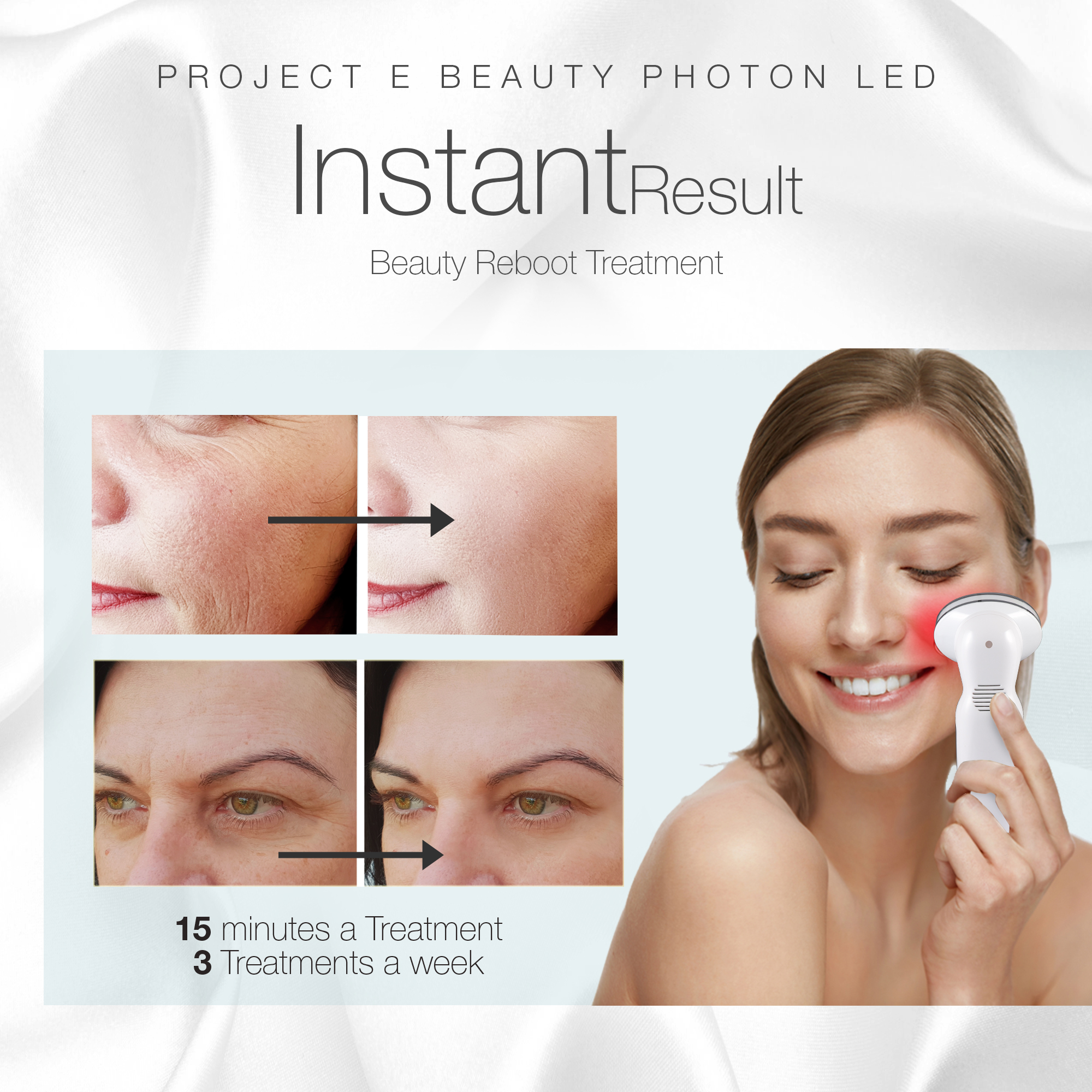 Project E Beauty Red LED+ Liệu pháp chống lão hóa | Collagen boost | Giảm nếp nhăn & nếp nhăn | Thắt chặt da | Cải thiện độ đàn hồi | Da bị tổn thương mặt trời | Tăng cường lưu thông | Fades sẹo mụn
