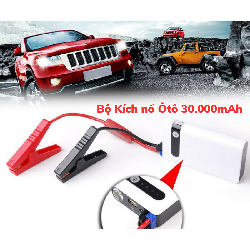 Bộ Kích Điện Bình Ắc Quy Ô Tô,Xe Máy Dung Lượng Lớn 30.000 mAH,Tích Hợp Sạc Dự Phòng Cho Thiết Bị Di Động Tự Ngắt Khi Đầy