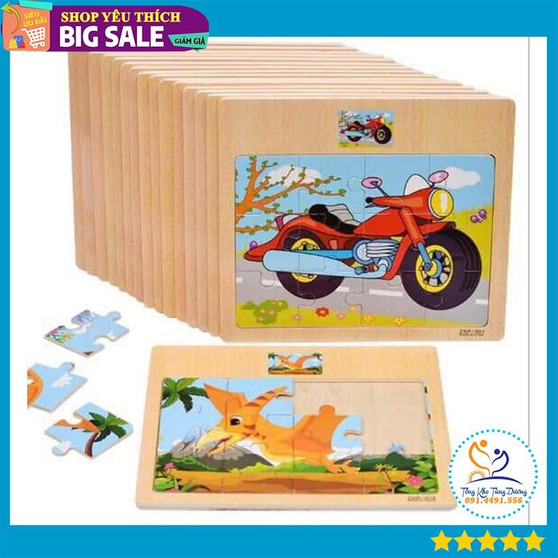 Đồ chơi Tranh Xếp Hình Ghép Gỗ Puzzle 9 Miếng, 12 miếng Cho Bé