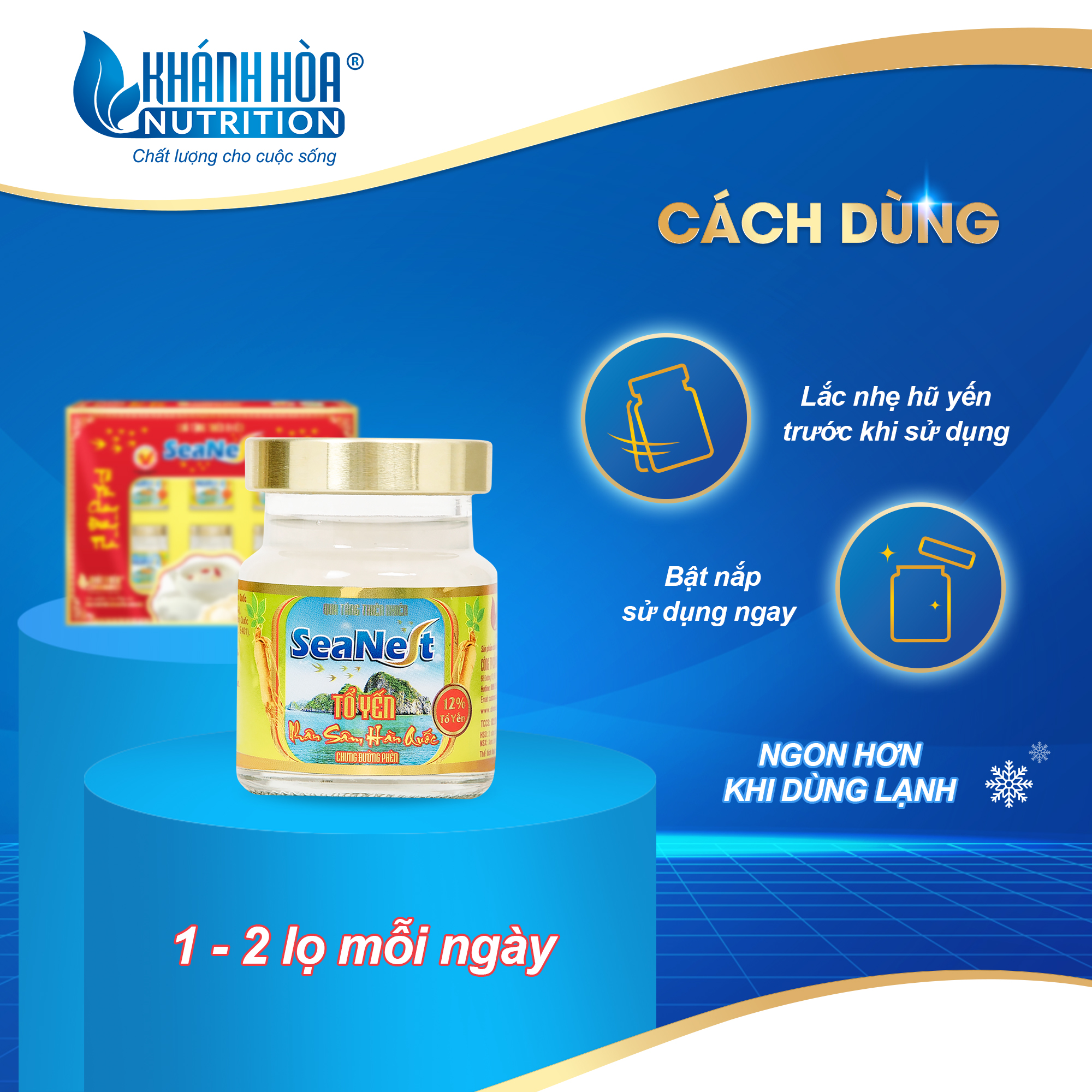 Hộp Quà Tặng 12% Tổ Yến Chưng Nhân Sâm Hàn Quốc Khánh Hòa Nutrition – Hộp 6 lọ x 70ml