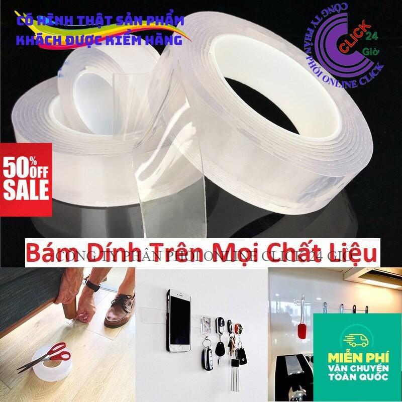 Băng Dính Nano Dán 2 Mặt Trong Suốt/ Băng Keo 2 Mặt Đa Năng- Dán Tường/ Cố Định Thảm/ Treo Tranh Ảnh