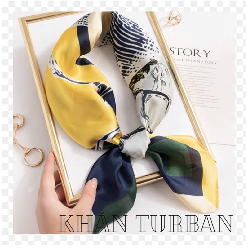 Khăn turban lụa vuông choàng cổ size 70x70cm in hình con ngựa