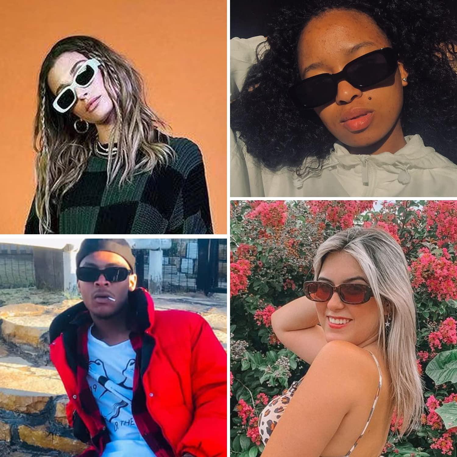 Chiếc Hình Chữ Nhật Kính Mát Dành Cho Nữ Hợp Thời Trang Retro Kính Thời Trang Thập Niên 90 Vintage UV 400 Bảo Vệ Vuông Fram