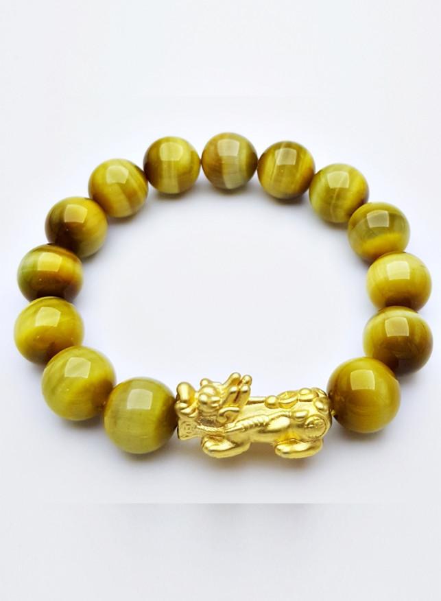Vòng Tay Phong Thủy Đá Opal Vàng Tự Nhiên Tỳ Hưu Bạc Ma Vang 24K GEMBANK