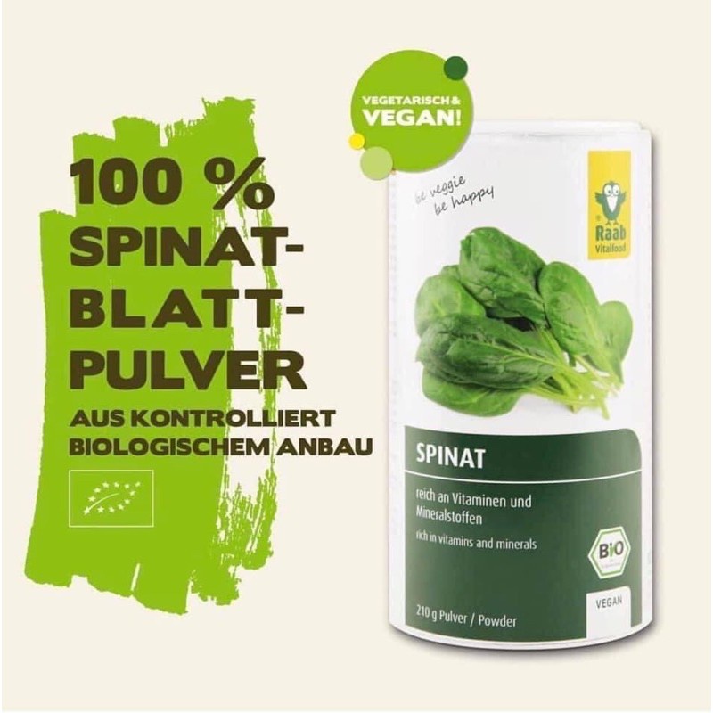 Bột Cải Bó Xôi Hữu Cơ Raab (210g)