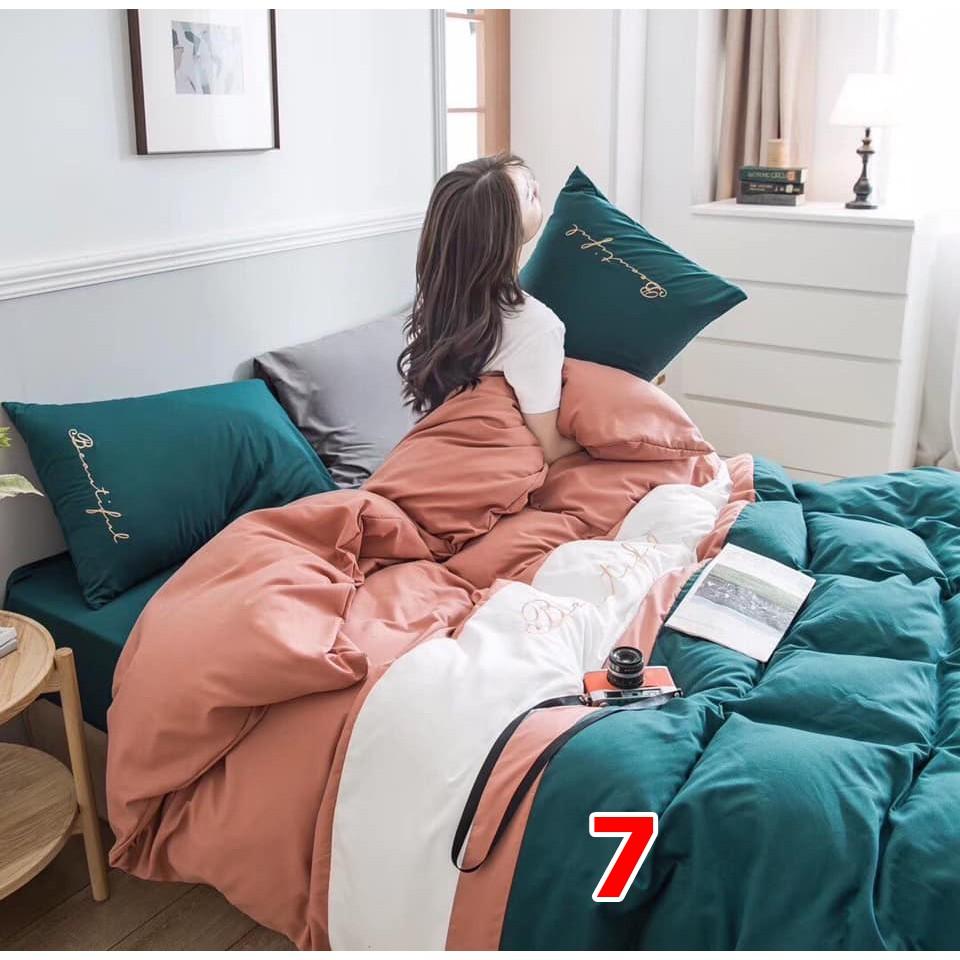 Bộ chăn ga 4 món cotton Tici cao cấp đủ size đủ màu  TC05