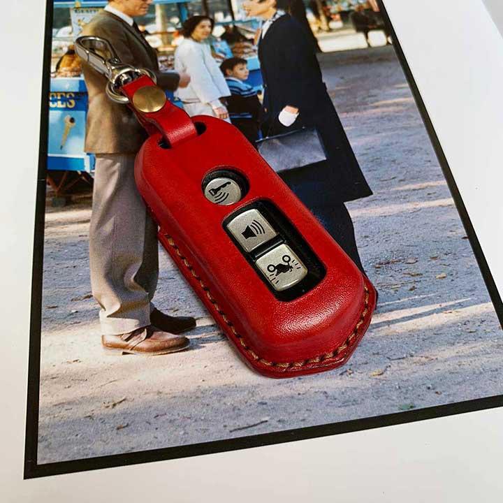 Bao da chìa khóa SH - màu đỏ - da bò thật - handmade DT384