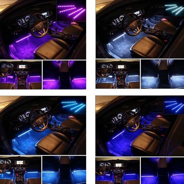 LED 8Color RGB Strip Sound Activated Car Interior Music Lights Ambient Light
