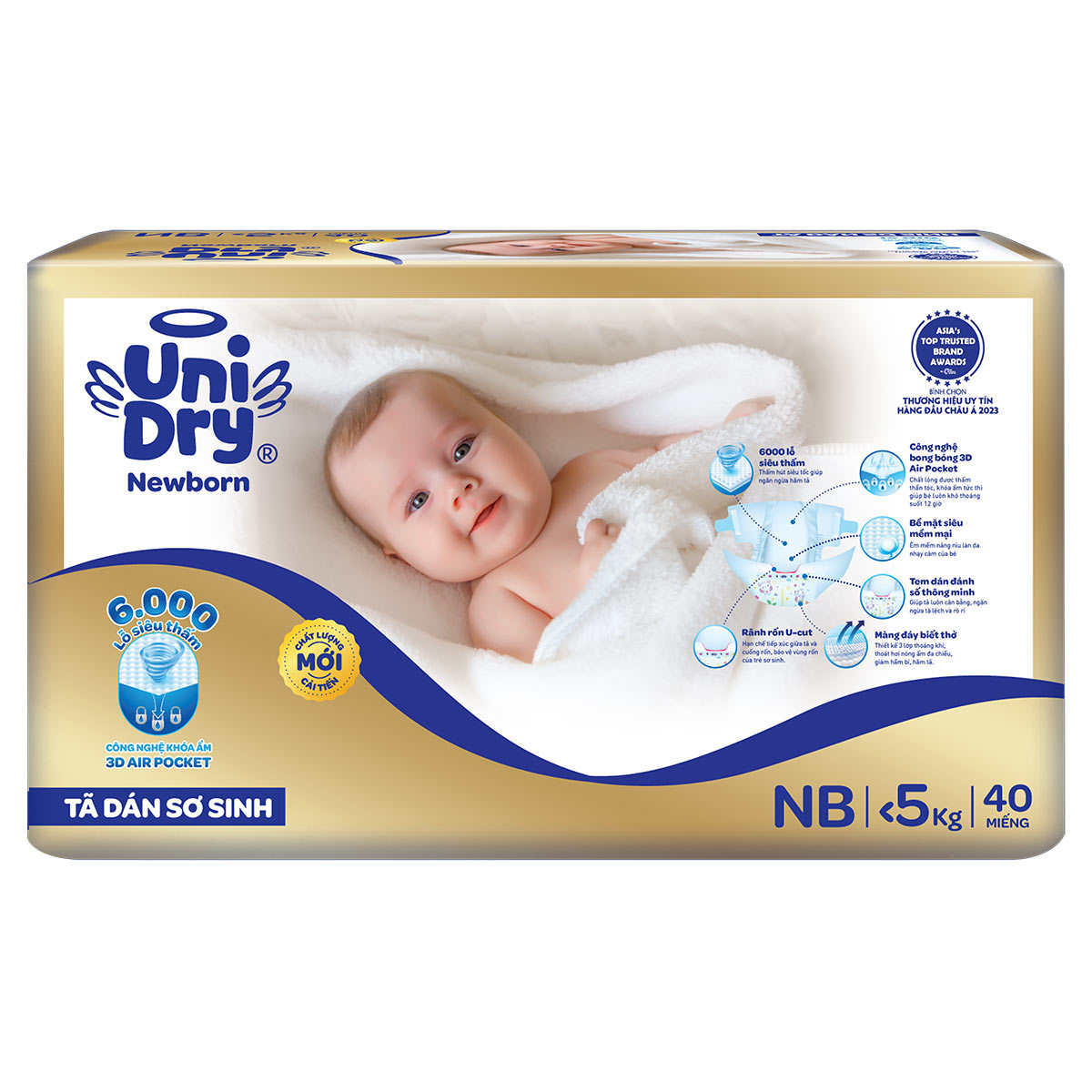 [Mẫu mới] Tã dán Unidry G3X Supreme sơ sinh Newborn mới - 40 miếng