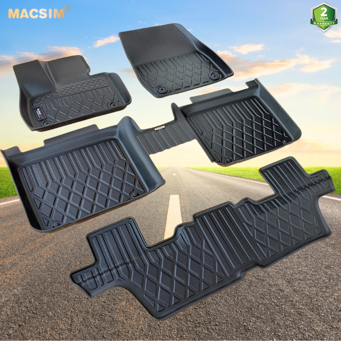 Thảm lót sàn xe ô tô VinFast VF9 Nhãn hiệu Macsim chất liệu nhựa TPE cao cấp màu đen