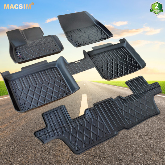 Thảm lót sàn xe ô tô Vinfast VF9 (3 hàng ghế) (6 chỗ) Nhãn hiệu Macsim chất liệu nhựa TPE cao cấp màu đen