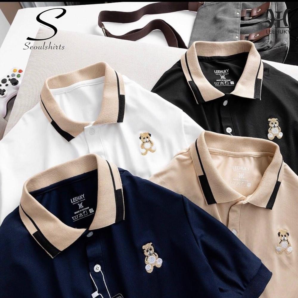 Áo thun nam polo thêu gấu basic cổ bẻ cao cấp vải POLY CÁ SẤU dày dặn thoáng mát trẻ trung năng động - SU 260
