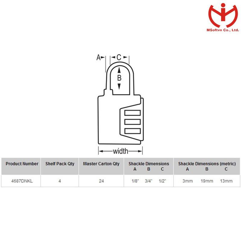 Ổ khóa số vali TSA Master Lock 4687 DNKL - MSOFT