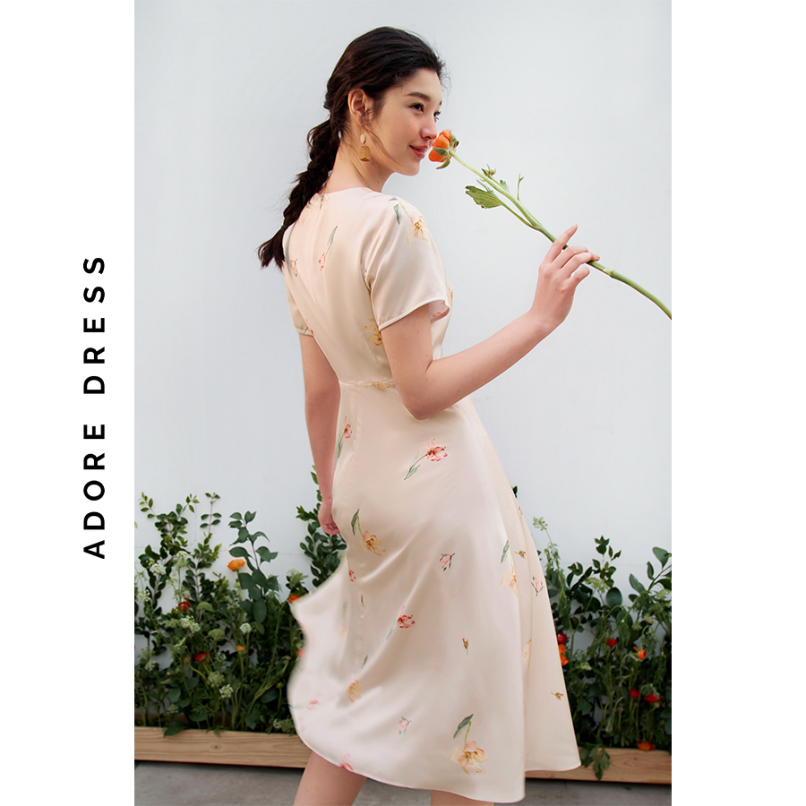 Đầm midi dresses lụa vani hoa nhỡ 311DR2018 ADORE DRESS