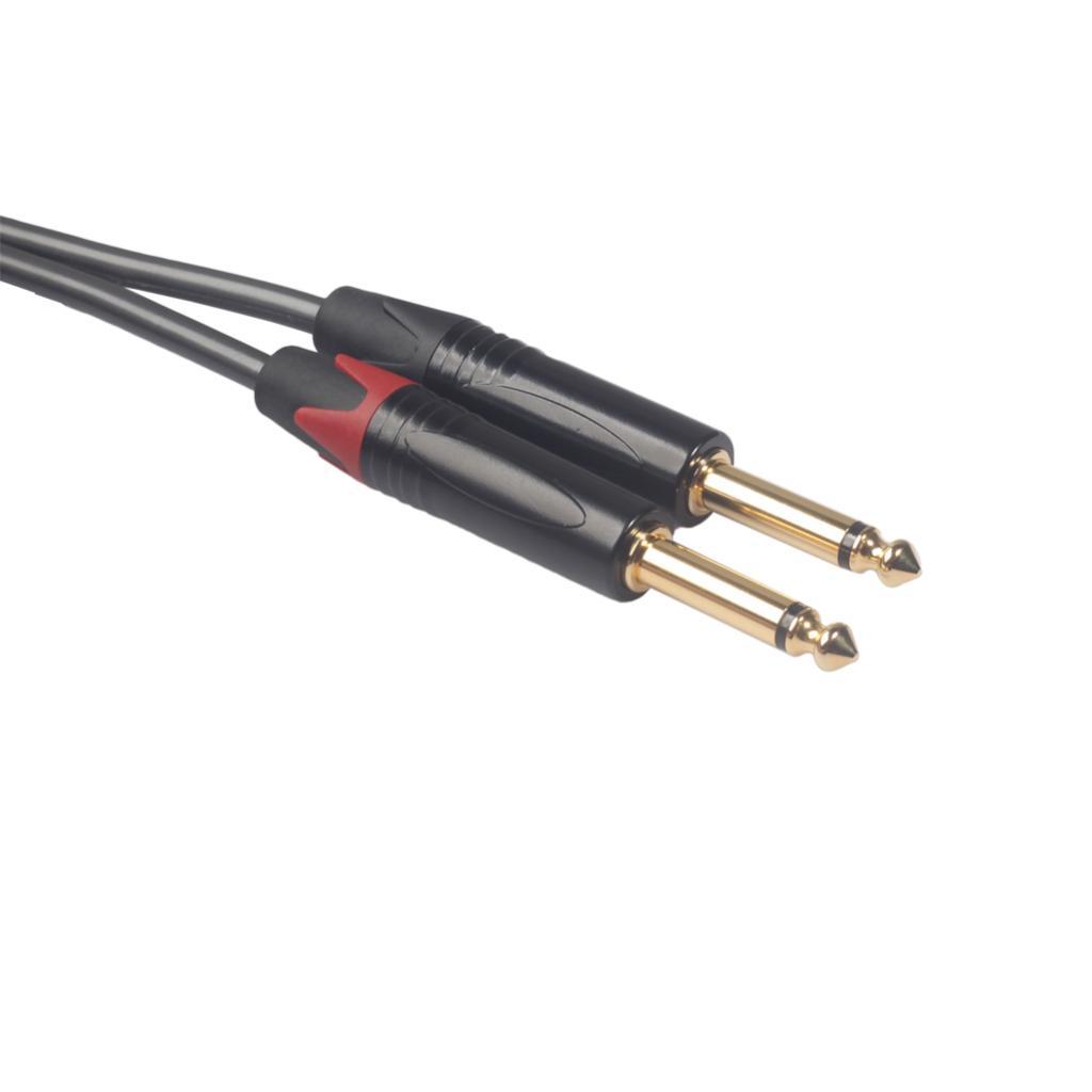 Fully Shielded 5-Ft Cable, Dual RCA Male to 2x 6.35mm 1/4" Mono Male