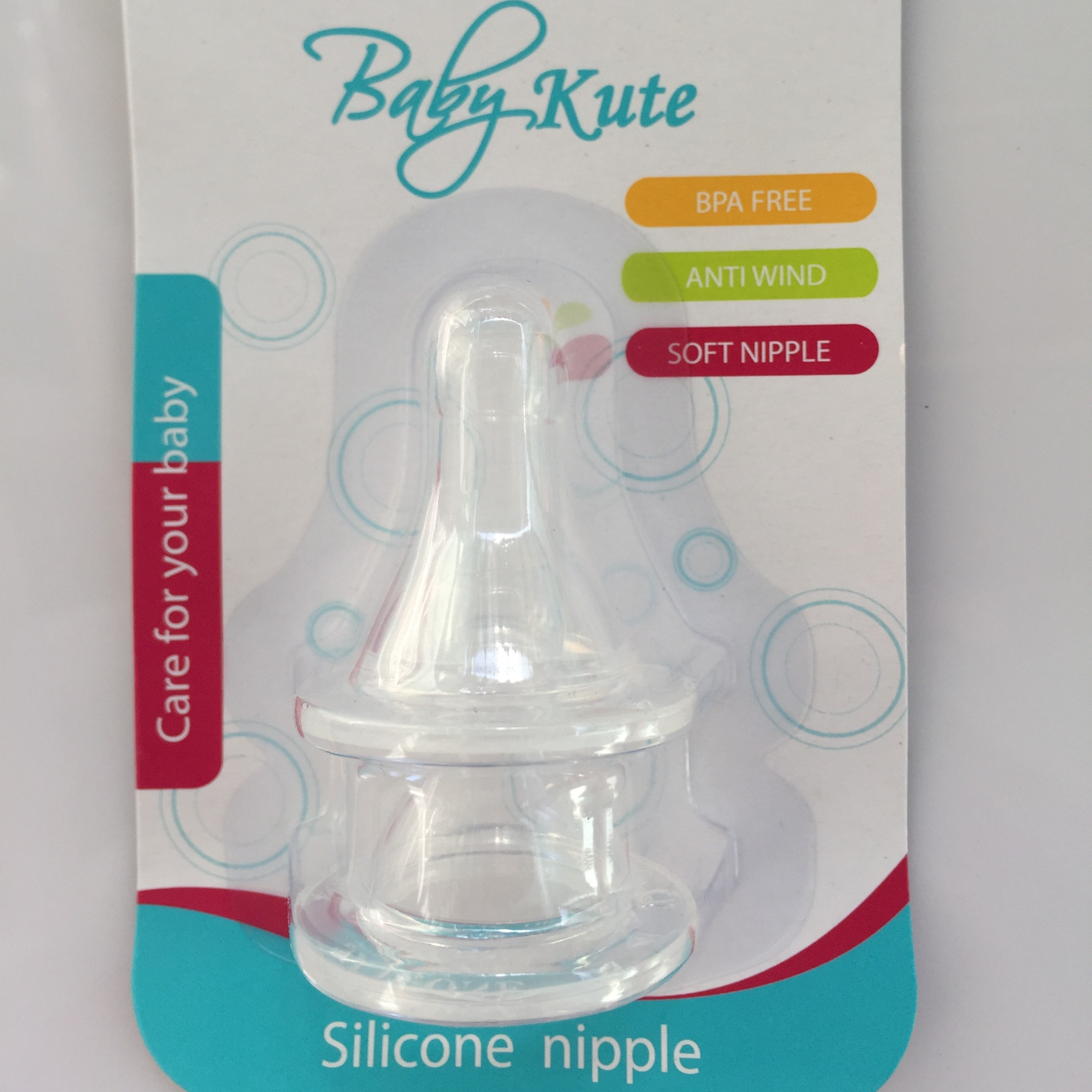 Bộ 2 núm ti cổ hẹp bằng Silicone siêu mềm an toàn cho bé Baby Kute size L  nhập khẩu từ Thái Lan