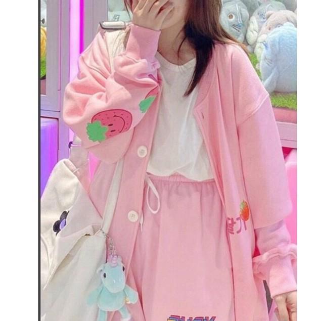 Áo Sweater - Áo Khoác Nỉ Nữ Nam Unisex Dâu Tây Siêu Hot - Kèm DEAL Sốc