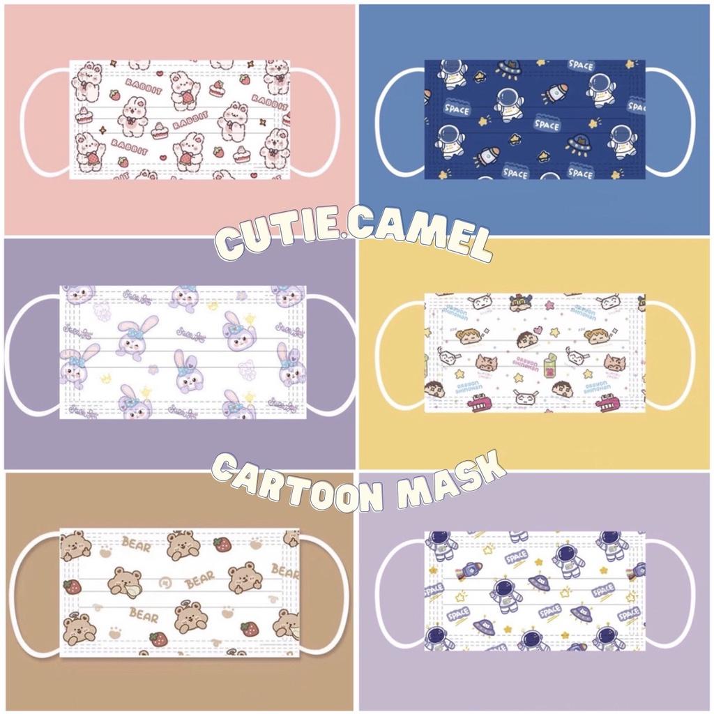 Set 5 Khẩu Trang 3 Lớp Họa Tiết In Hoạt Hình Cute Đáng Yêu