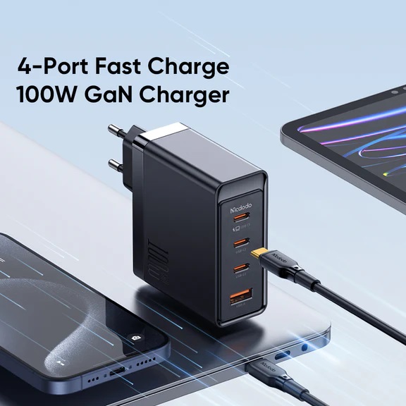 Bộ Sạc Nhanh Mcdodo 100W 3C1U GaN Fast Charger Kit (Chân cắm tròn, kèm dây C to C 2m)(Hàng chính hãng)