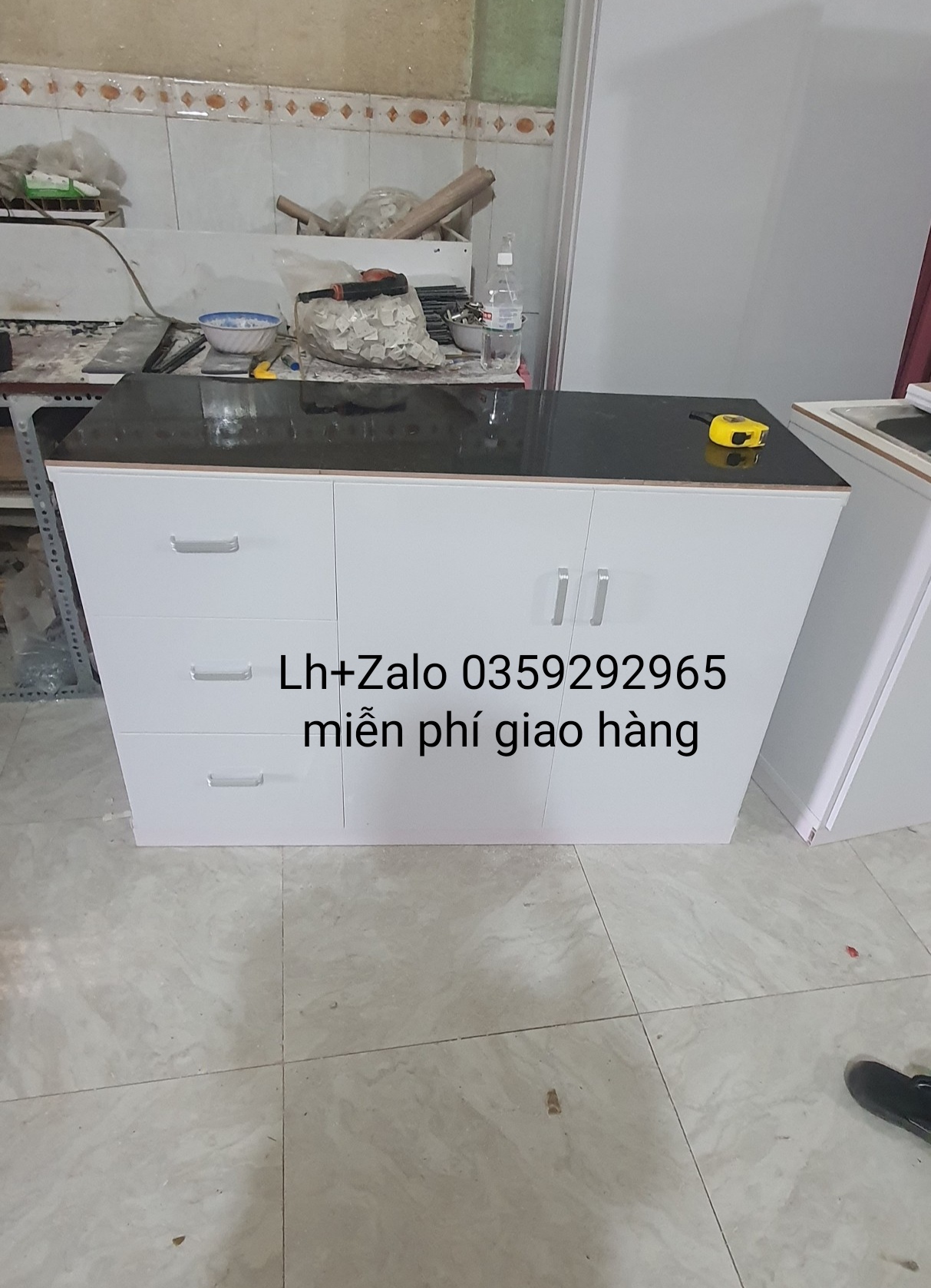 Tủ bếp mini nhựa đài Loan ốp mặt gạch