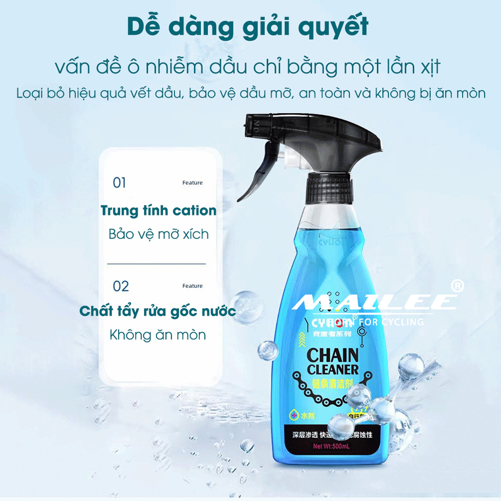 Dung Dịch Tẩy Dầu Nhờn Sên Xích Xe Đạp, Xe Máy P-39 500ML Có Vòi Xịt, Nhiều Bọt, Chống Ăn Mòn, Làm Sạch Hiệu Quả và Loại Bỏ Rỉ Sét Dầu Cặn Bám - Mai Lee