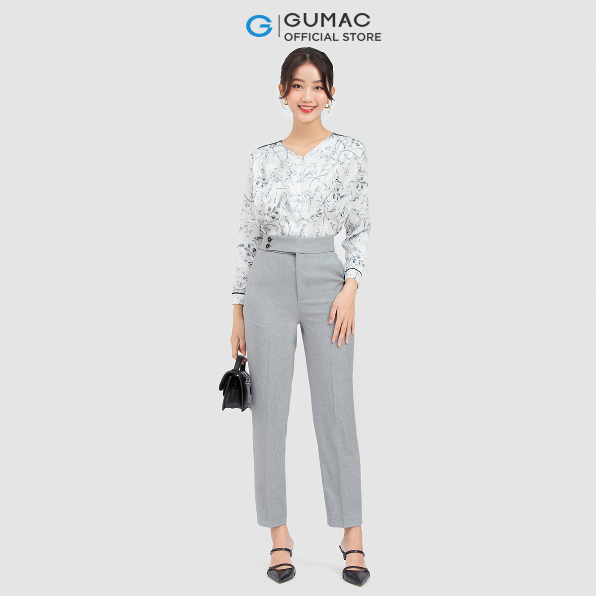 Quần tây nữ GUMAC QC06005 ống đứng 2 nút