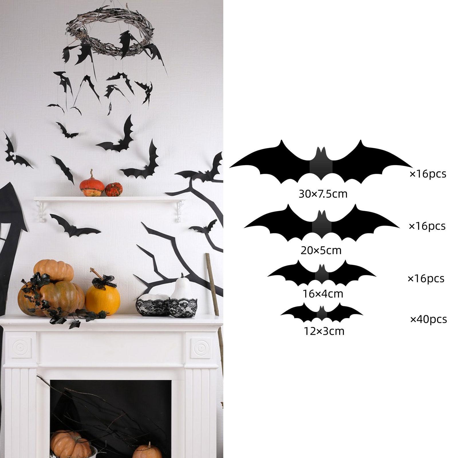 88Pcs Bats Wall Decor Creepy Black Spooky Bats 3D Bats Halloween Decorations