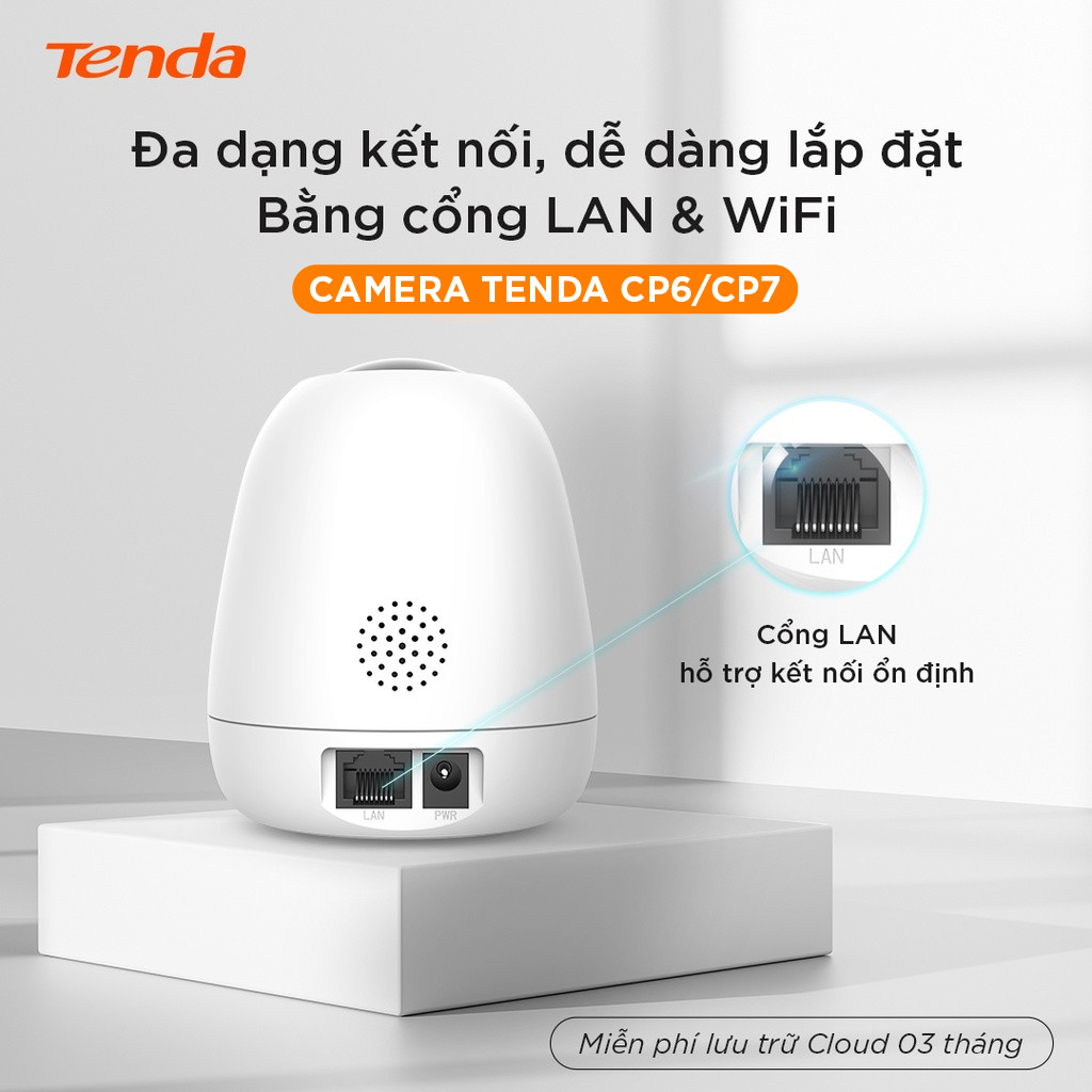 Camera IP Wifi Tenda CP6 Full HD 2K 360° Kèm Thẻ Nhớ 32GB - Hàng chính hãng