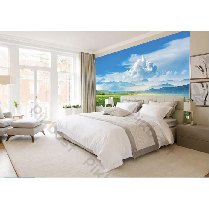 Tranh phong cảnh bầu không khí với bầu trời xanh trong lành, tranh dán tường 3d hiện đại MS769345