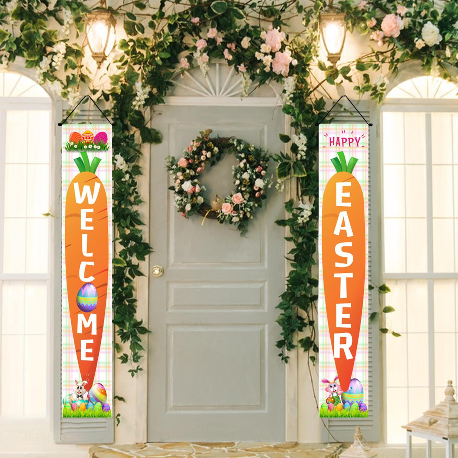 Easter Banners Hanging Door Decorations for Holiday Easter Party Photo Props