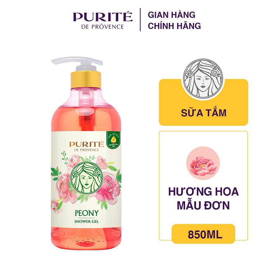 [Hàng Chính Hãng] Sữa Tắm Thiên Nhiên Purité Hương Hoa Mẫu Đơn Pháp 850ml