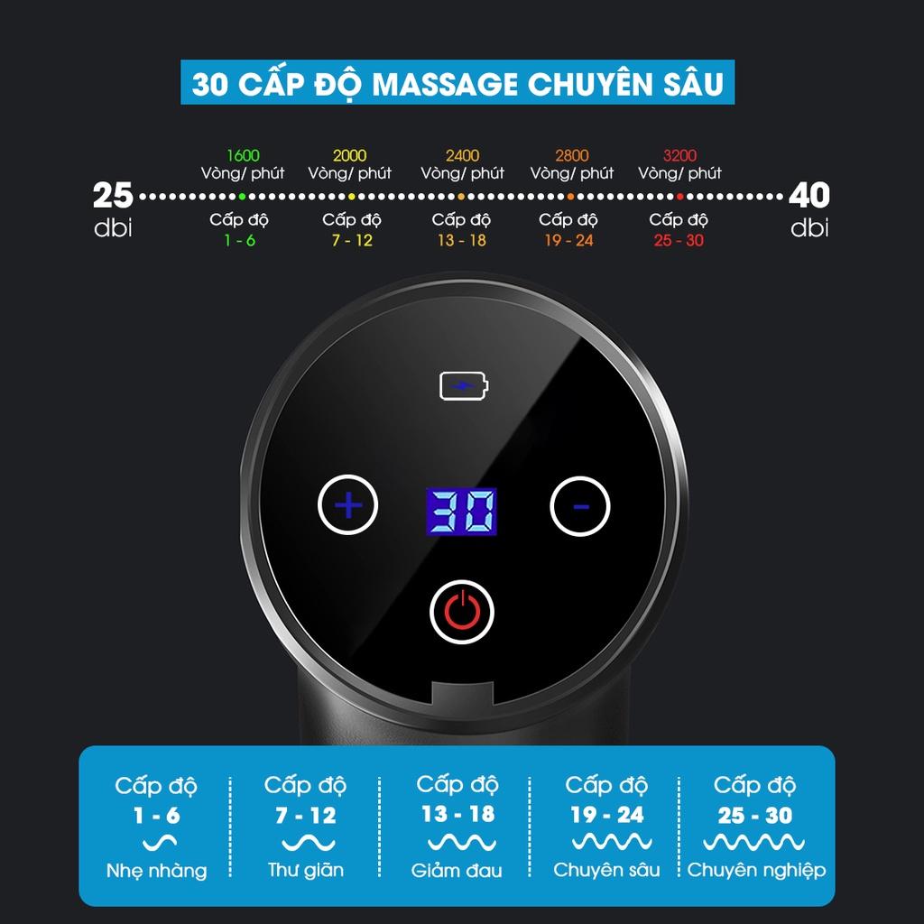 Máy Massage Cầm Tay AJIDO AJ - M6, 17 Đầu Thay Thế, 30 Cấp Độ - Mát Xa Toàn Thân Giãn Cơ, Đấm Lưng, Cổ Vai Gáy