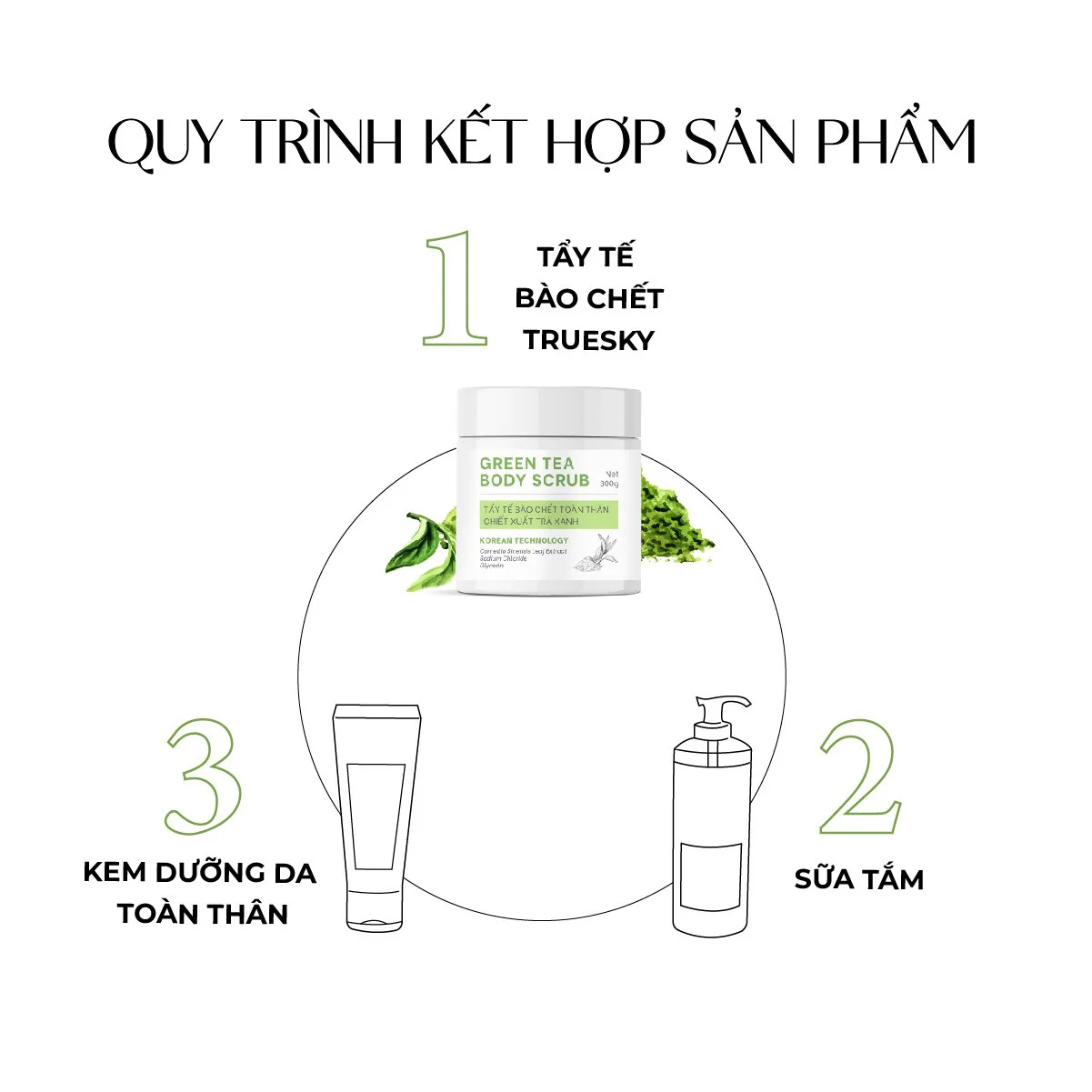 Tẩy tế bào chết toàn thân chiết xuất trà xanh Truesky Green Tea Body Scrub 300g