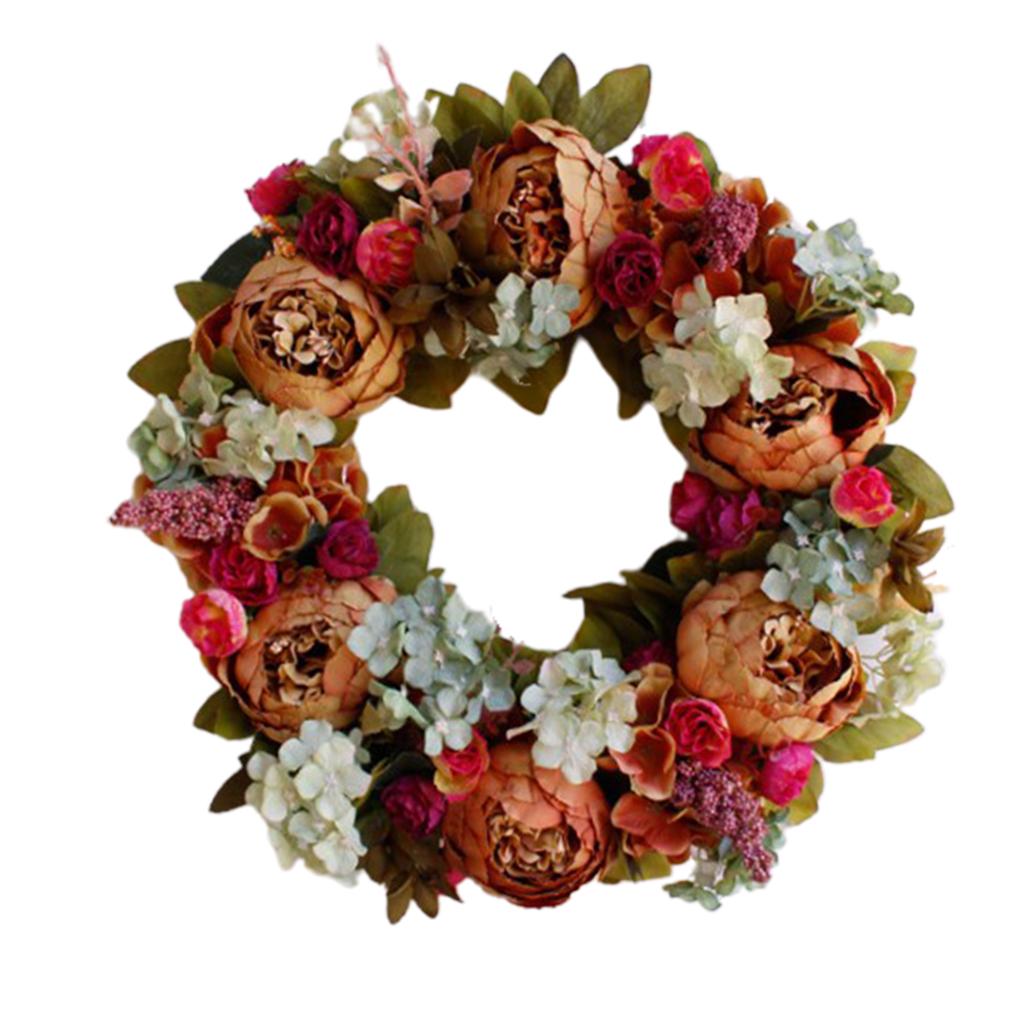 Artificial Flower Wreath Garland Home Front Door Wedding Party Decor, 2 Pcs