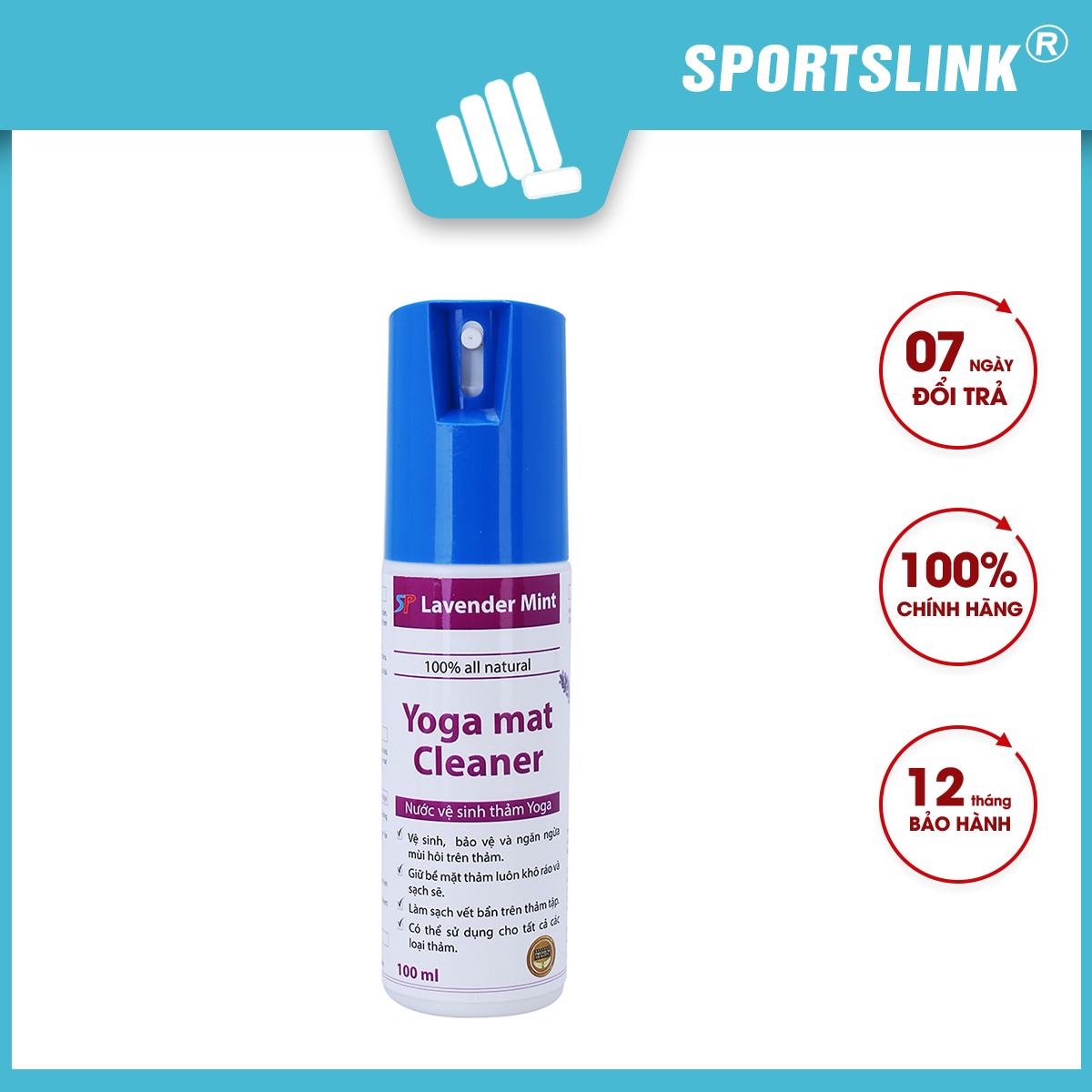 Dung Dịch Vệ Sinh Thảm Tập Yoga Sportslink Lavender Mint (100ml) (Màu Ngẫu Nhiên)