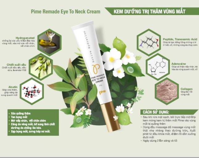 Kem massage mắt chuyên sâu Pime giảm thâm, tan bọng mắt Pime Remade Eye To Neck Cream