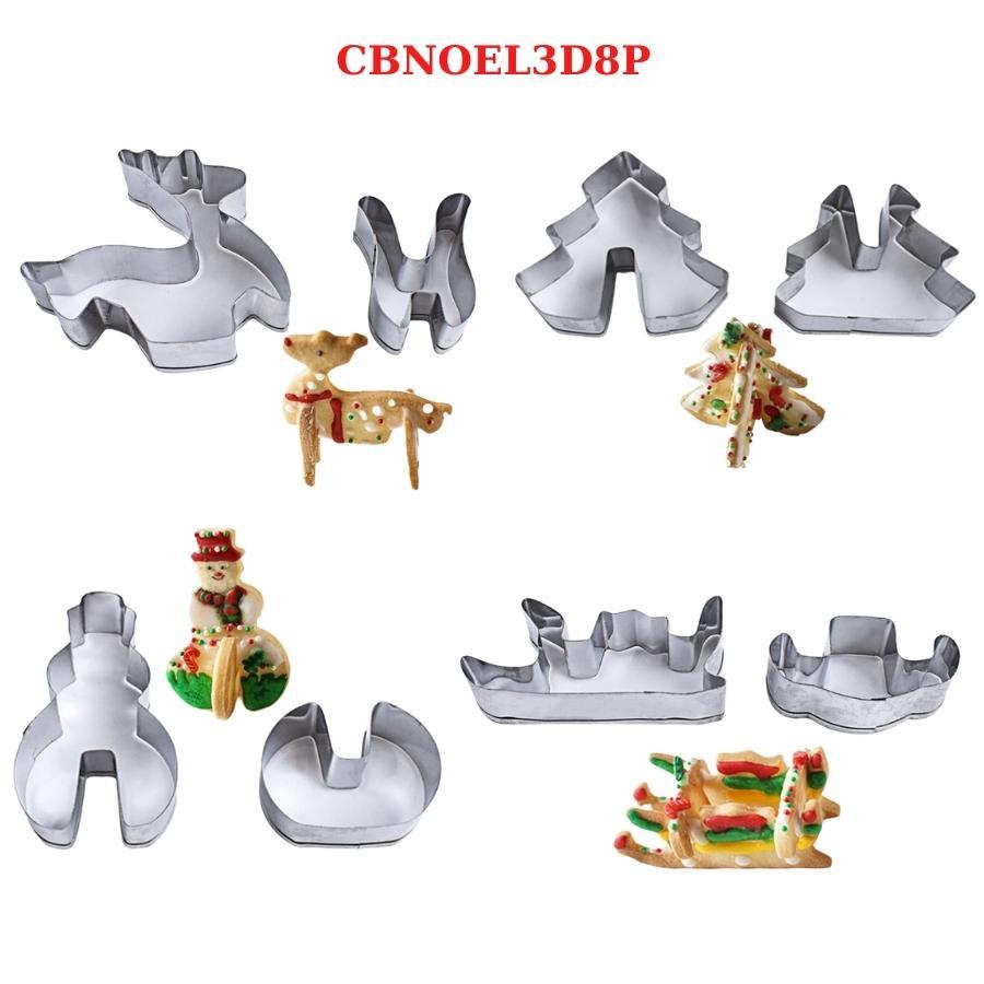 Khuôn Bánh Quy Gừng 3D Cookies Bộ 8 Khuôn Nhấn Cookie Cutter Giáng Sinh NOEL - CBNOEL3D8P